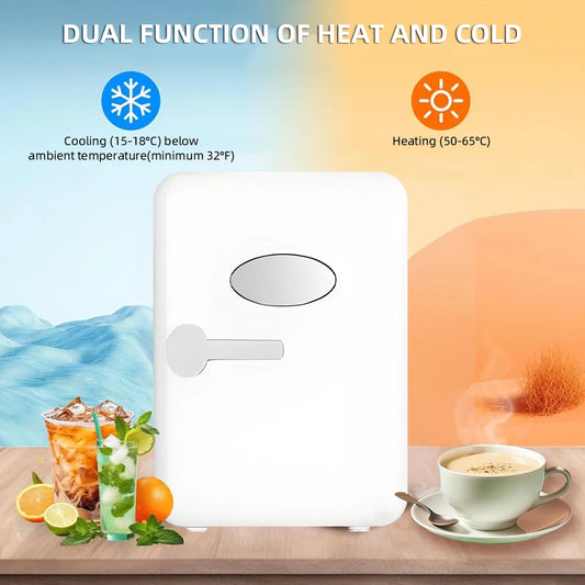 Portable 4L Mini Beauty Fridge Car & Home Dual Use Cooling Heating Refrigerator Skincare Cosmetics Makeup Face Fridge for Travel
