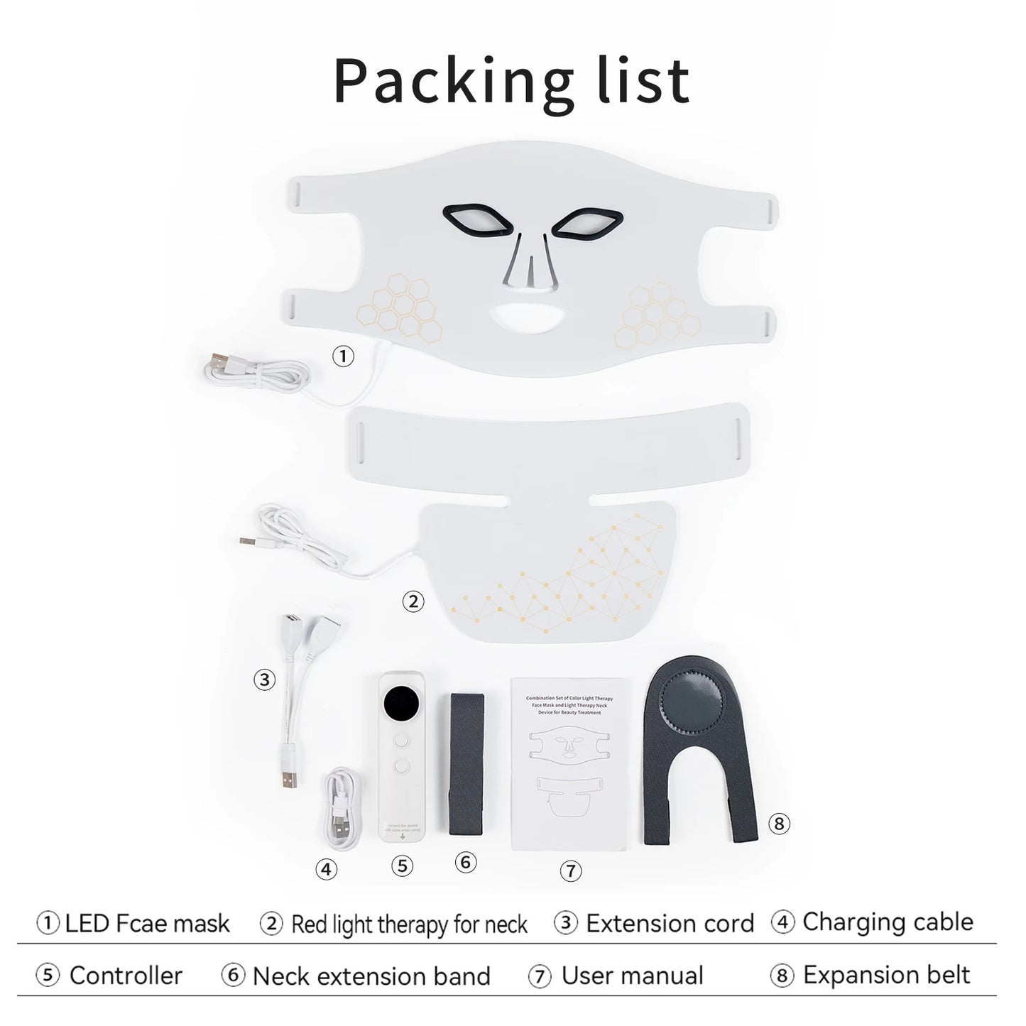 Red Light Therapy for Face and Neck, Rechargeable Infrared Mask, 850nm Near-Infrared, 4 Modes, Anti-Aging Face and Neck Treatmen