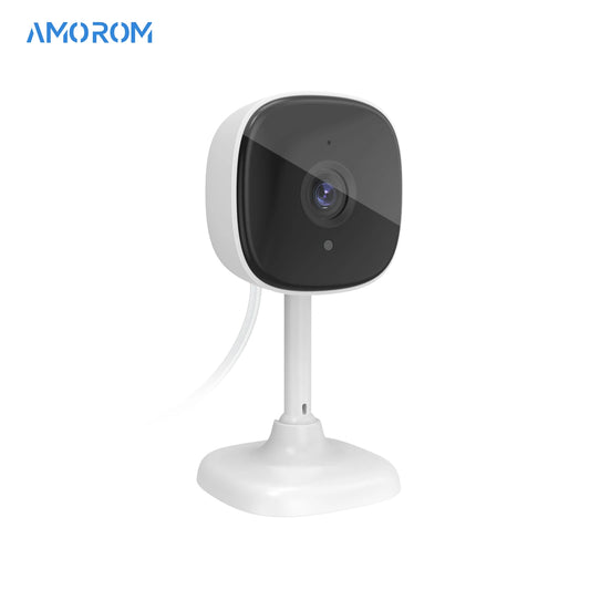 Amorom Indoor Wifi Ip Camera 1080P Pet Baby Monitor Night Vision Ai Detect Surveillance Mini Cameras with Alexa & Google Home