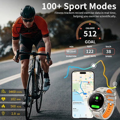 LIGE Rugged GPS Track Smart Watch Men LED Flashlight Compass 3ATM Waterproof Bluetooth Call Sports Cycling Men Smartwatch Hombre