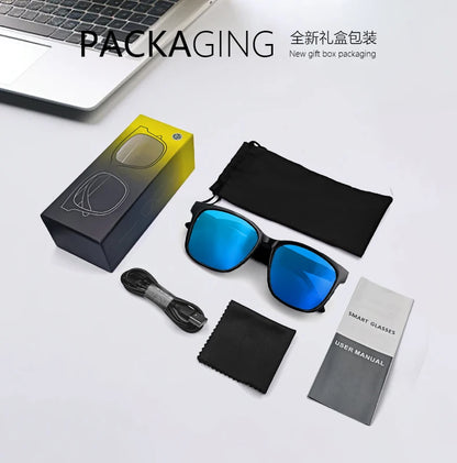 GS08 anti-blue light glasses make receive calls music calling noise reduction UV400 protection BT TWS smart glasses for men