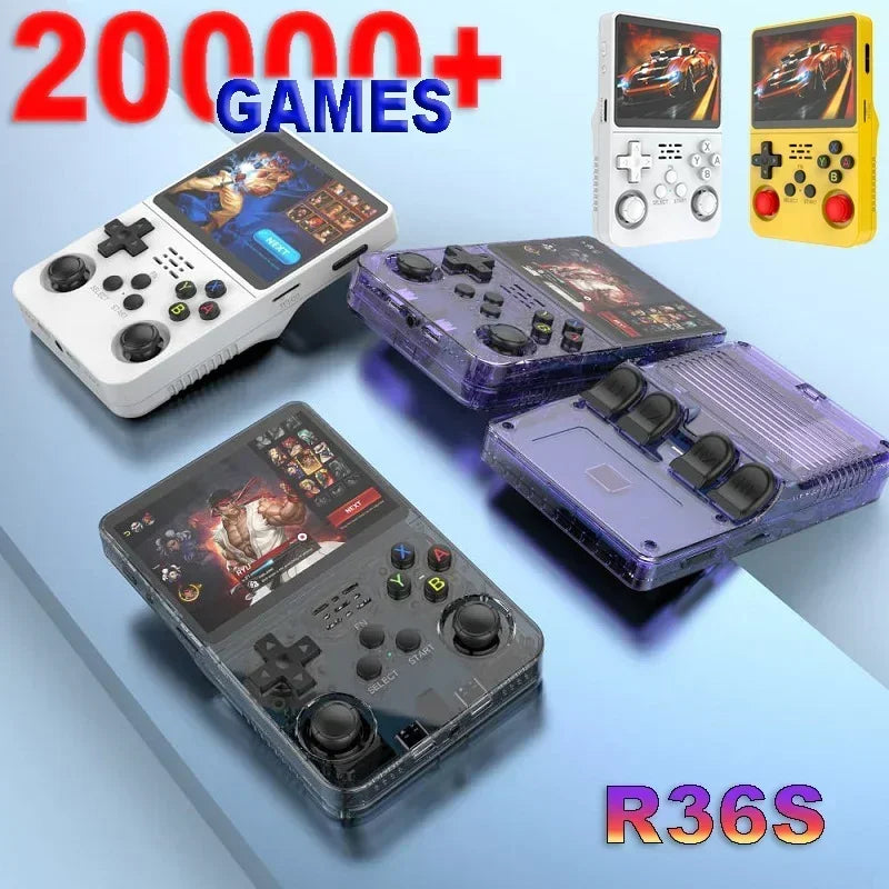 Portable R36S Handheld Game Player 3.5 Inch IPS Display 128GB Linux System Preloaded Retro Games Pocket Console