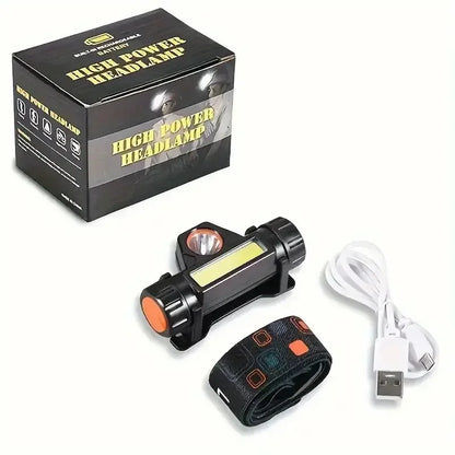 Rechargeable COB LED USB Headlamp Strong Magnetic Powerful Headlight Super Bright Waterproof Head Torch For Outdoor Fishing