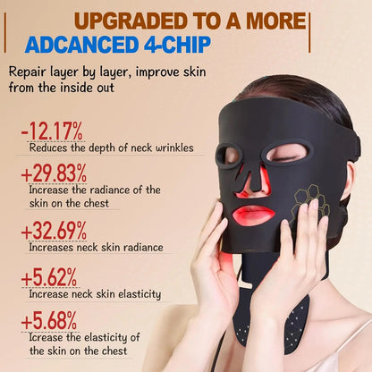 Red Light Therapy for Face and Neck, Rechargeable Infrared Mask, 850nm Near-Infrared, 4 Modes, Anti-Aging Face and Neck Treatmen