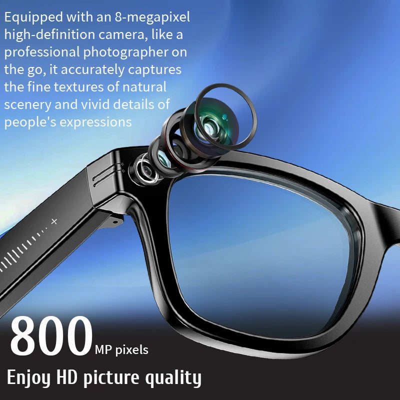LIGE New Camera SunGlasses 800w Pixel Camera Recording Noise Reduction Ai Recognition Translation Anti Blue Light Smart Glasses