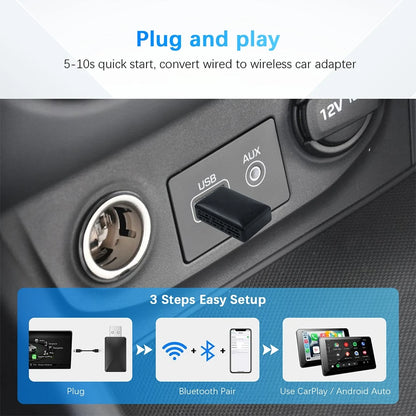 Wireless Carplay Adapter Android Auto Wireless Smart Dongle 2in1 For Peugeot 208 308 408 508 2008 3008 4008 5008