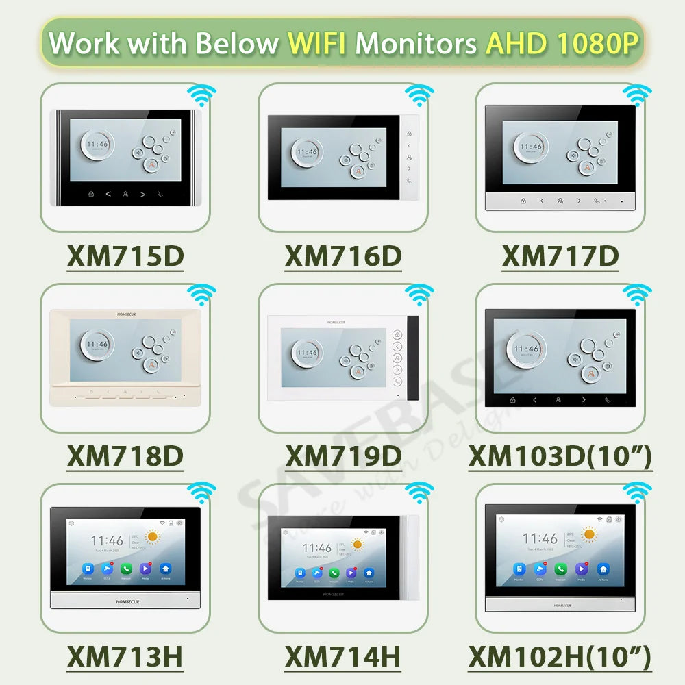 4 Wire XC113F-2 HD Outdoor Doorbell Camera IP65+5Pcs IC 13.56Mhz Keyfobs for Video Doorphone Call Intercom Security 2 Families
