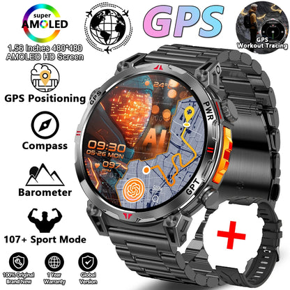 2026 New Outdoor Sports Smart Watch Men Sports Data Monitoring Health Tracking Compass Altimeter IP69 Bluetooth Call SmartWatch