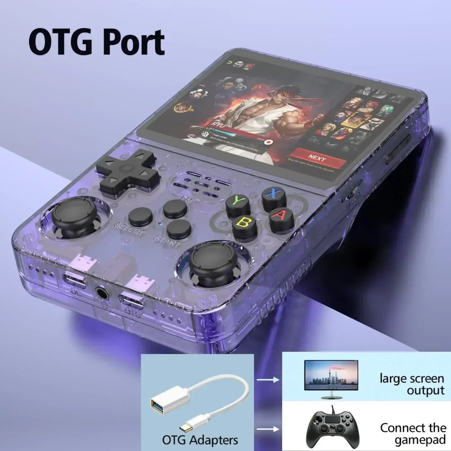 Portable R36S Handheld Game Player 3.5 Inch IPS Display 128GB Linux System Preloaded Retro Games Pocket Console