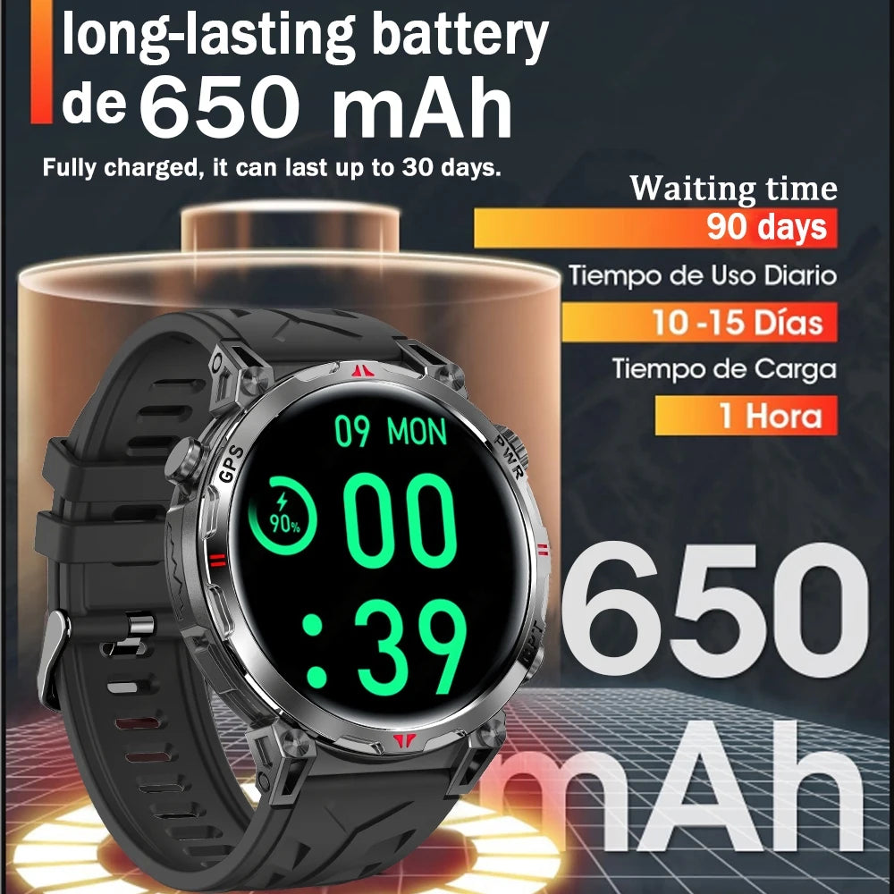 2026 New Outdoor Sports Smart Watch Men Sports Data Monitoring Health Tracking Compass Altimeter IP69 Bluetooth Call SmartWatch