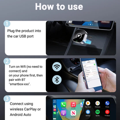 New Super Mini Carplay AI Box Wired to Wireless CarPlay&Android Auto 2in1 Box 5GHz WiFi5 for 99% Original Wired CarPlay/Auto Car