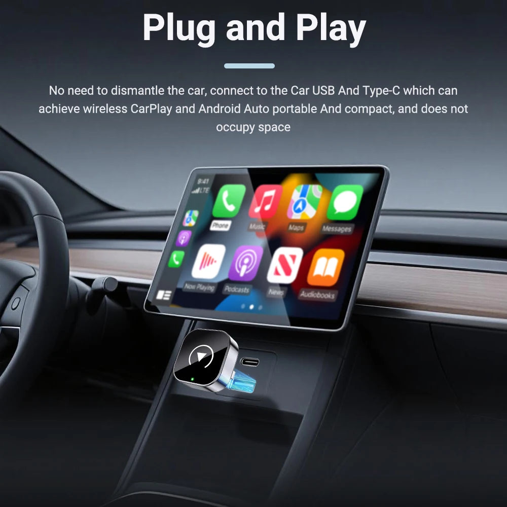 New Super Mini Carplay AI Box Wired to Wireless CarPlay&Android Auto 2in1 Box 5GHz WiFi5 for 99% Original Wired CarPlay/Auto Car