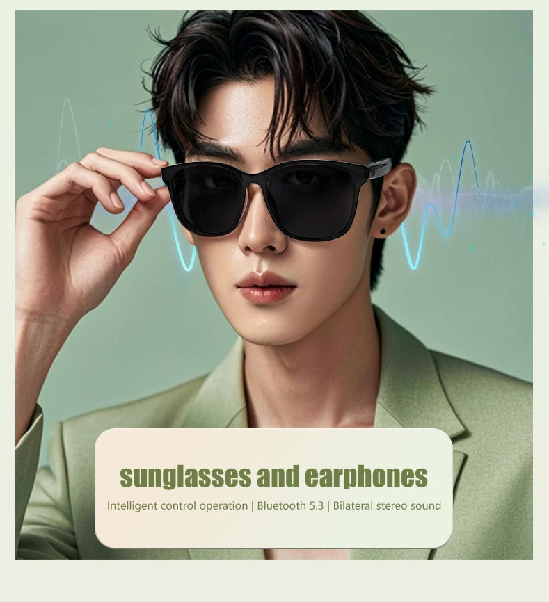 GS08 anti-blue light glasses make receive calls music calling noise reduction UV400 protection BT TWS smart glasses for men