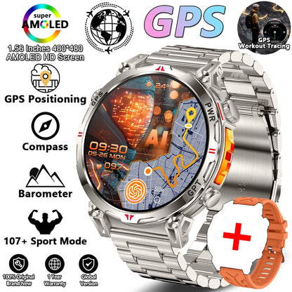 2026 New Outdoor Sports Smart Watch Men Sports Data Monitoring Health Tracking Compass Altimeter IP69 Bluetooth Call SmartWatch
