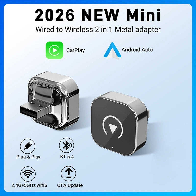 New Super Mini Carplay AI Box Wired to Wireless CarPlay&Android Auto 2in1 Box 5GHz WiFi5 for 99% Original Wired CarPlay/Auto Car